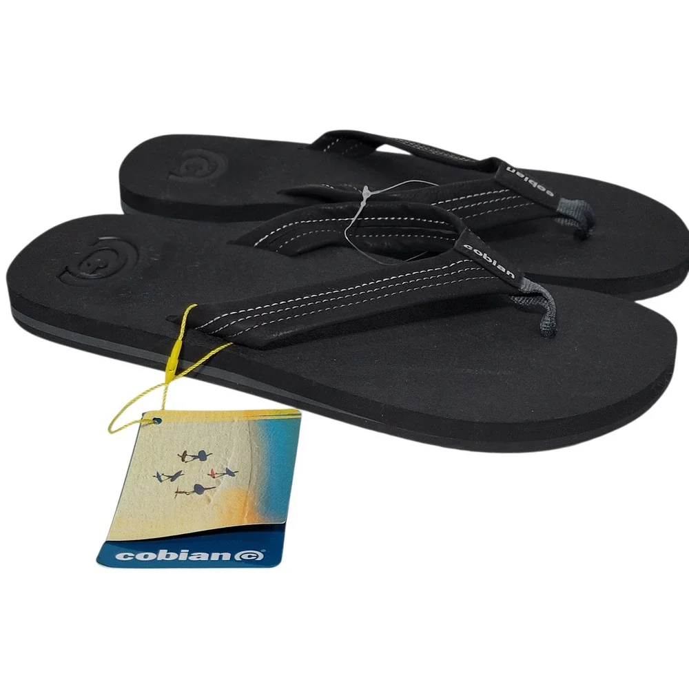 Cobian Oceanside Flip Flop Sandals Men Size 11 Black Arch Support Beach Pool NEW